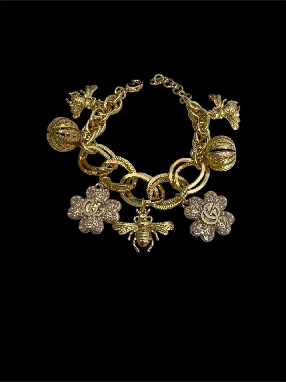 Gold-Tone Bee & Flower Charm Bracelet